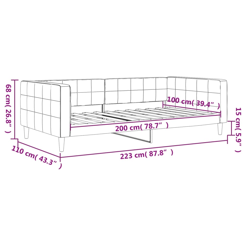 Dnevni krevet ružičasti 100 x 200 cm baršunasti