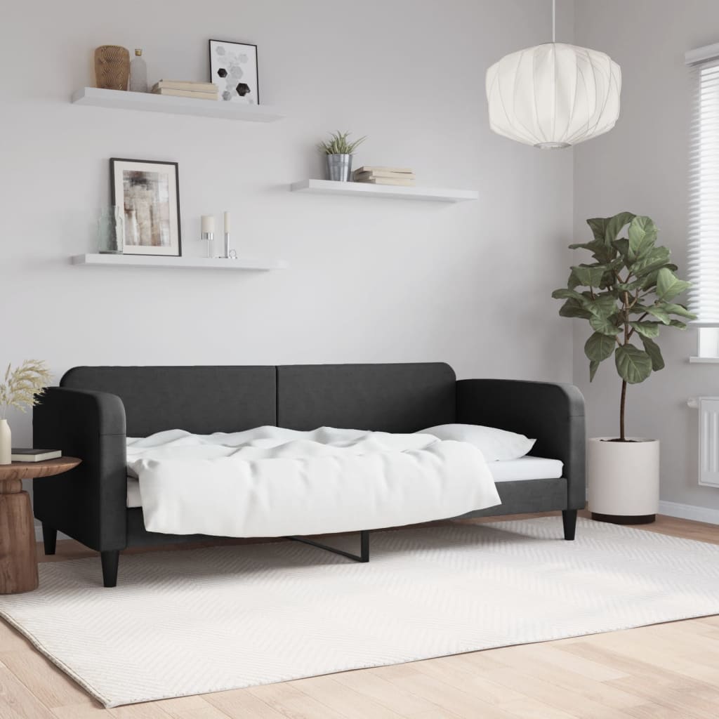 Dnevni krevet crni 80 x 200 cm od tkanine