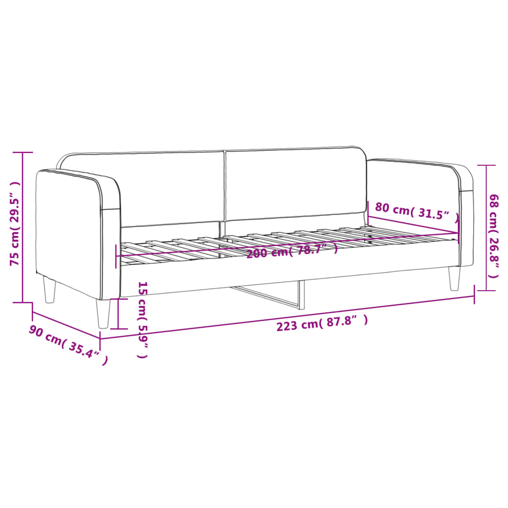 Dnevni krevet krem 80 x 200 cm od tkanine