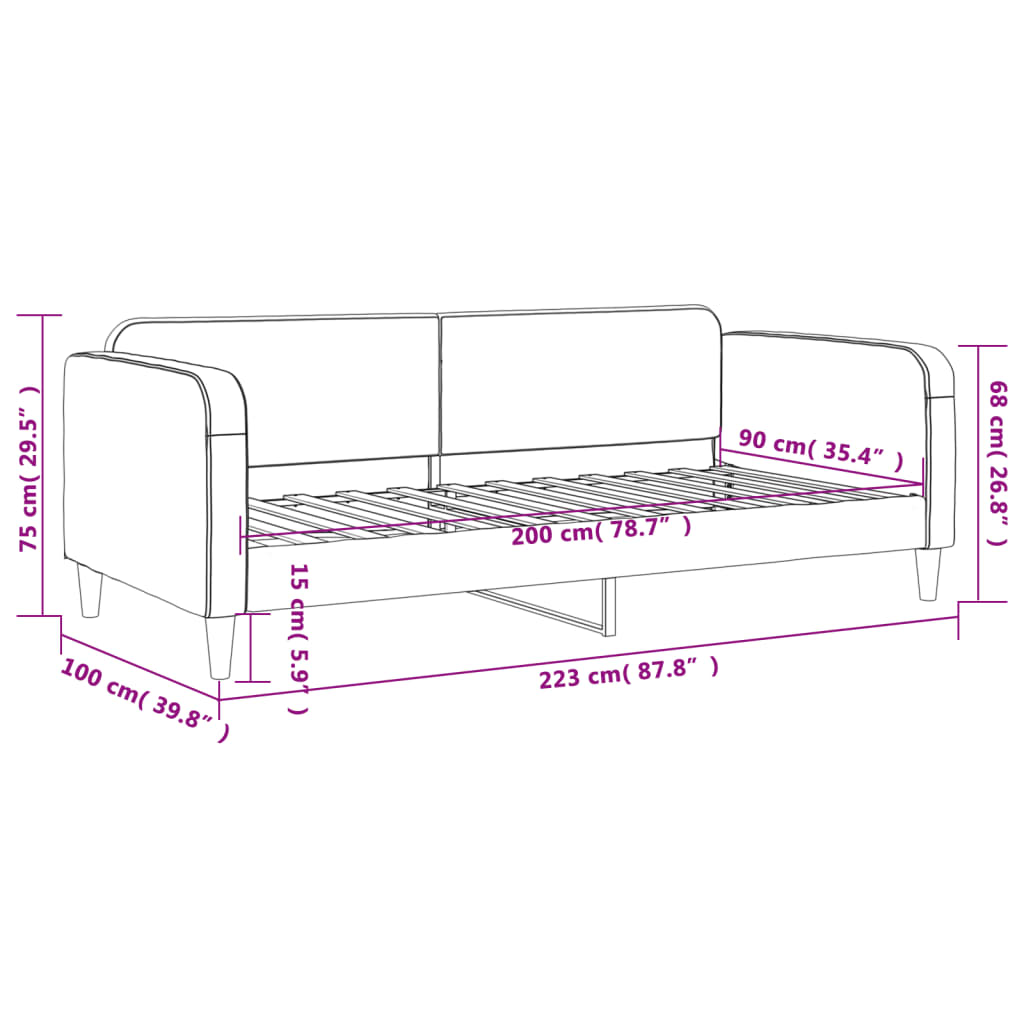 Dnevni krevet svjetlosivi 90 x 200 cm od tkanine