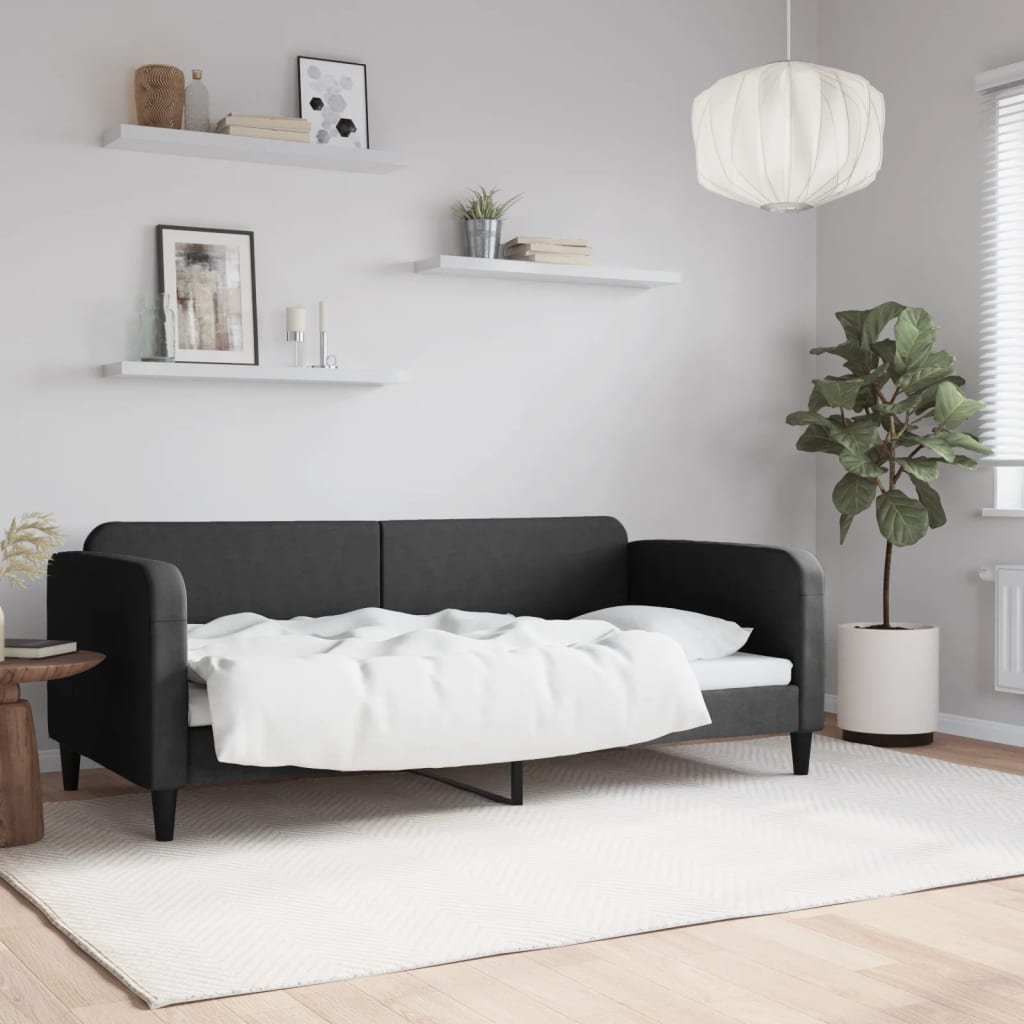 Dnevni krevet crni 90 x 190 cm od tkanine