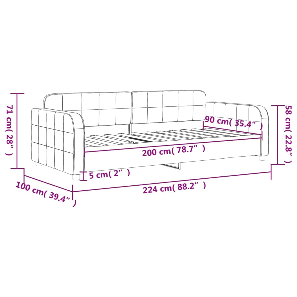 Dnevni krevet crni 90 x 200 cm baršunasti