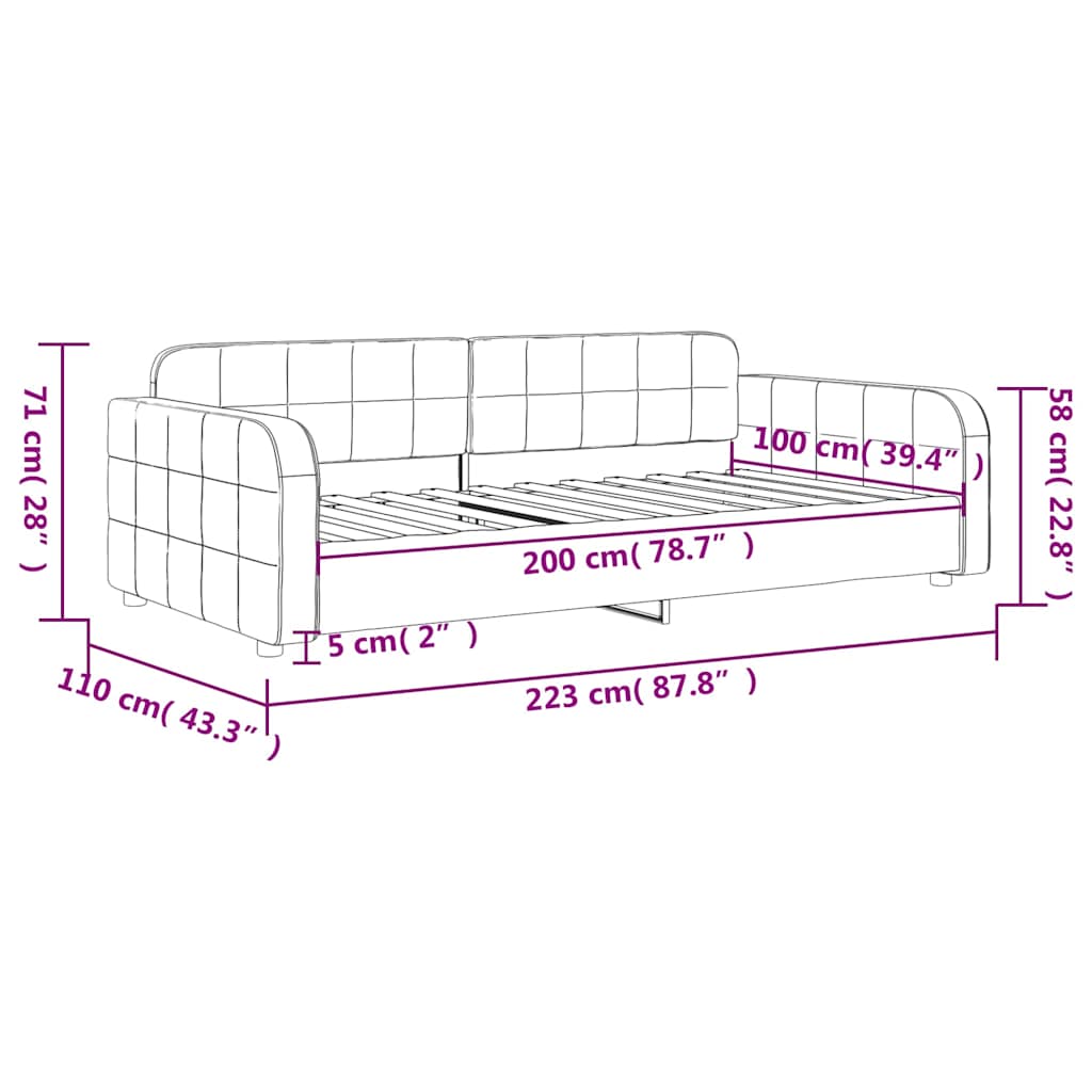 Dnevni krevet tamnozeleni 100 x 200 cm baršunasti