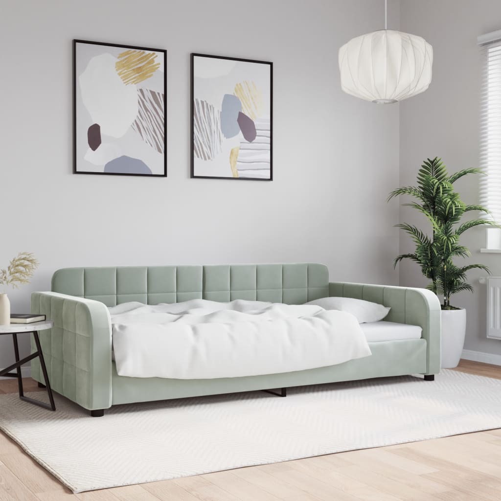 Dnevni ležaj svjetlosivi 100x190 cm baršunasti
