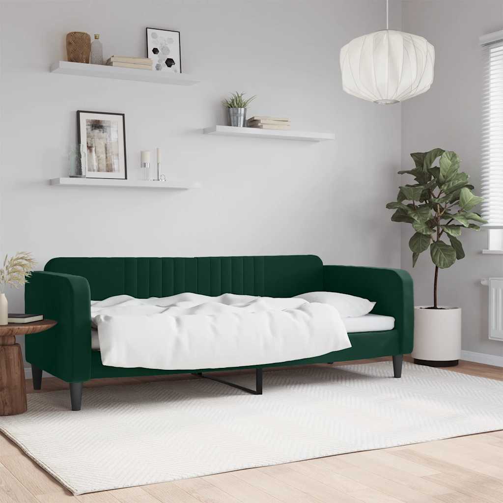 Dnevni krevet tamnozeleni 80 x 200 cm baršunasti