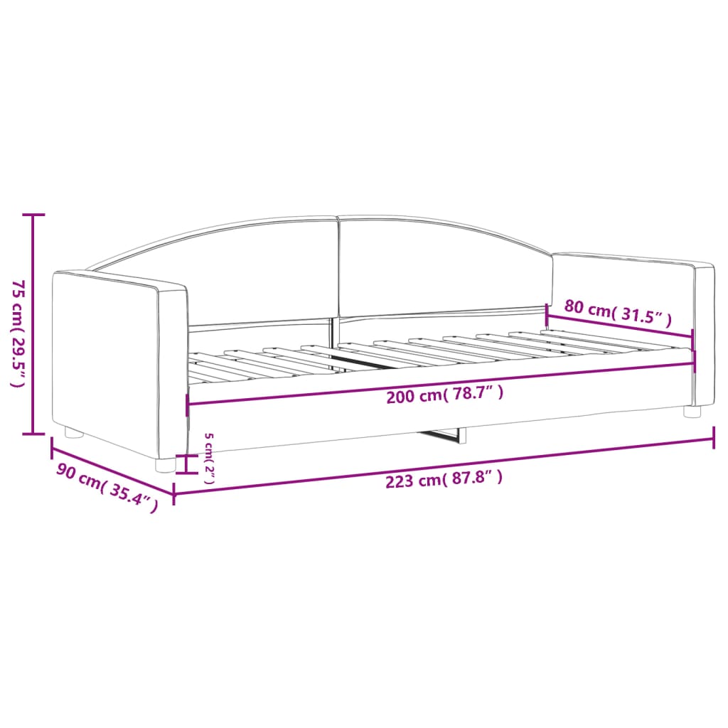 Dnevni krevet krem 80 x 200 cm od tkanine