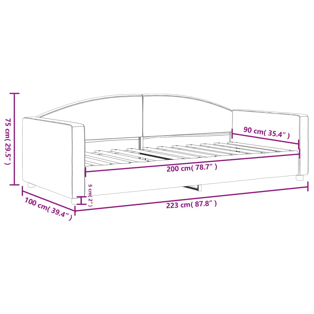 Dnevni krevet svjetlosivi 90 x 200 cm od tkanine
