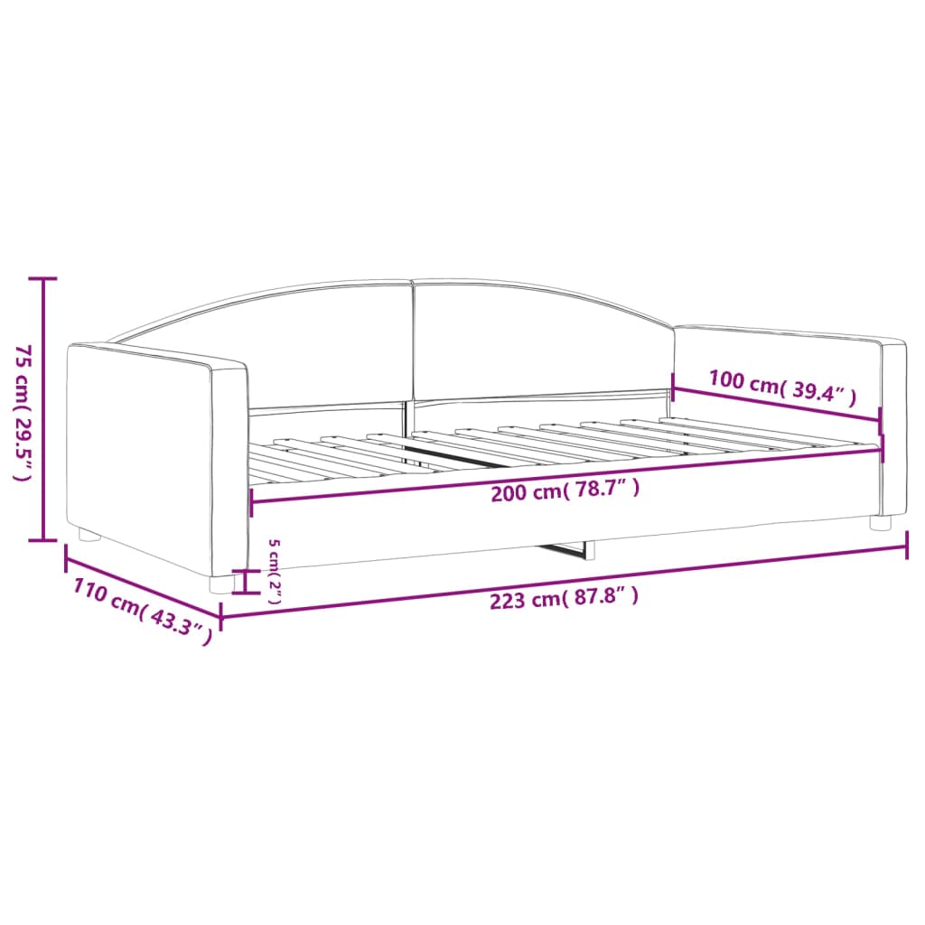 Dnevni krevet svjetlosivi 100 x 200 cm od tkanine