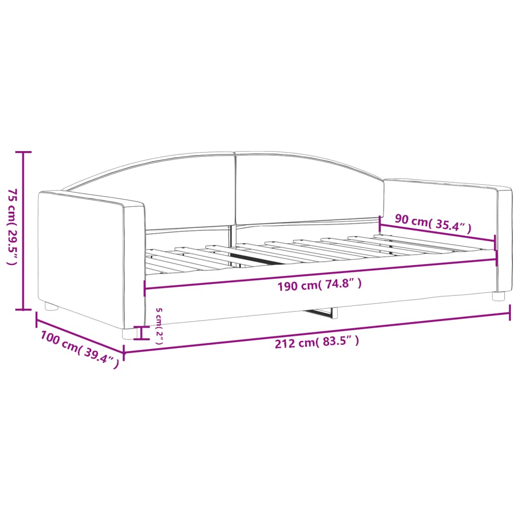 Dnevni krevet svjetlosivi 90 x 190 cm od tkanine