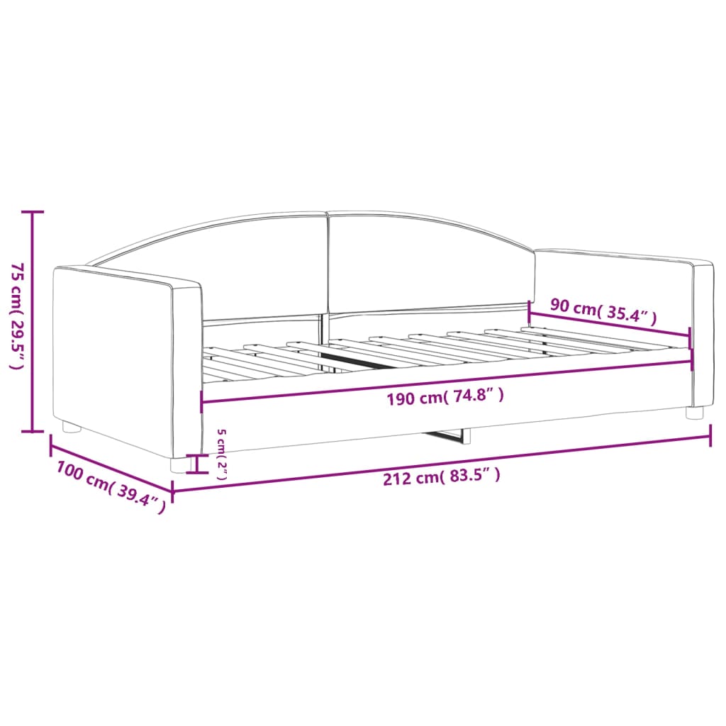 Dnevni krevet crni 90 x 190 cm od tkanine