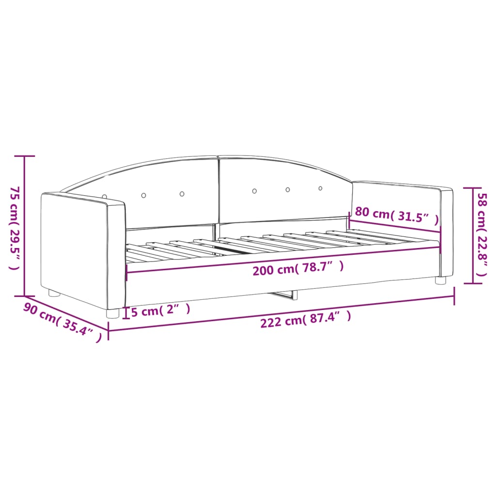 Dnevni krevet svjetlosivi 80 x 200 cm baršunasti