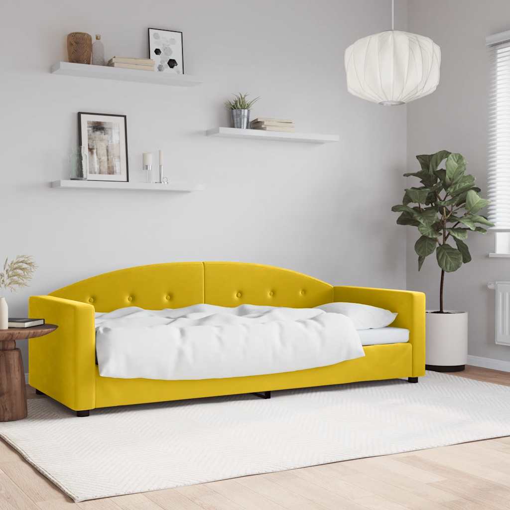 Dnevni krevet žuti 80 x 200 cm baršunasti