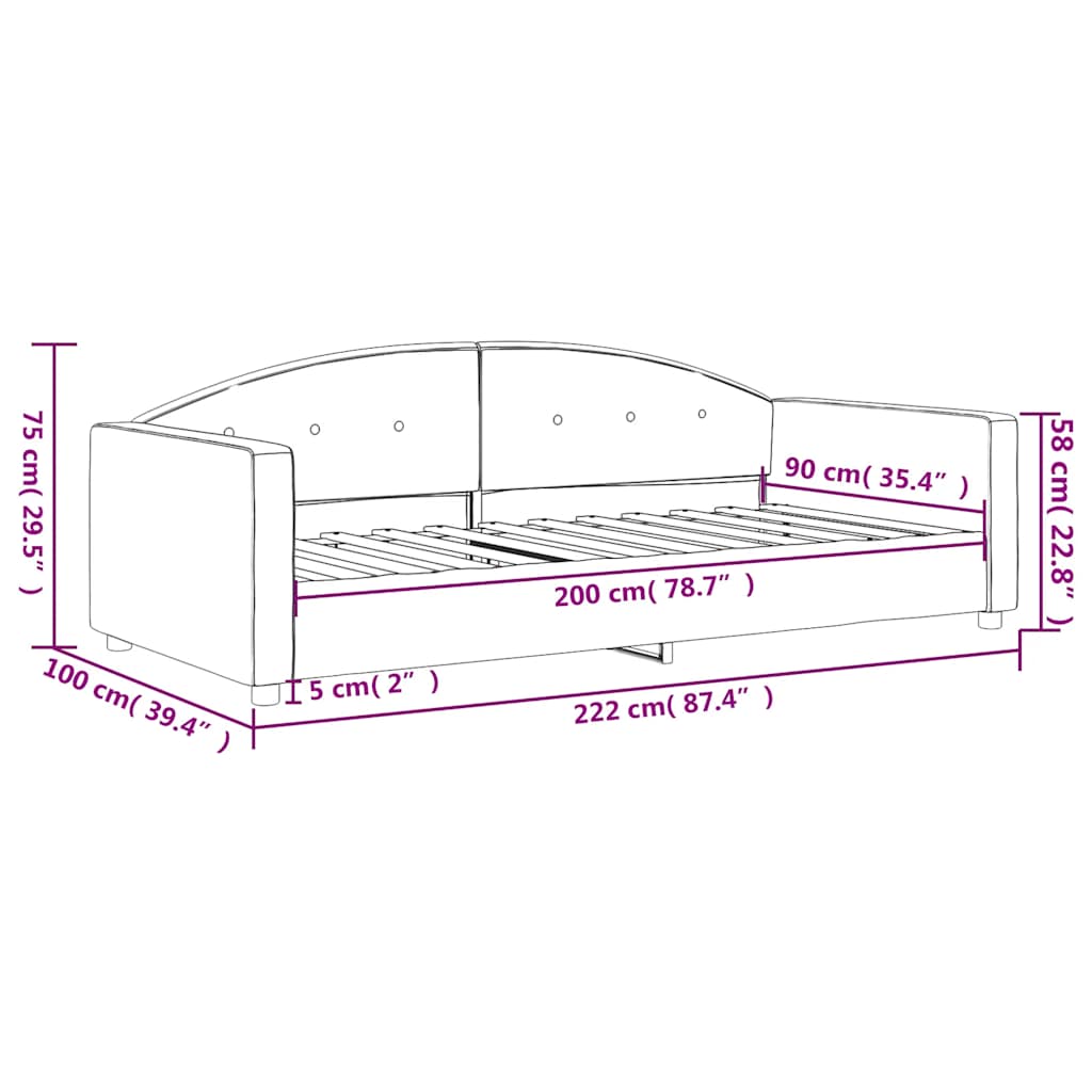 Dnevni krevet tamnozeleni 90 x 200 cm baršunasti