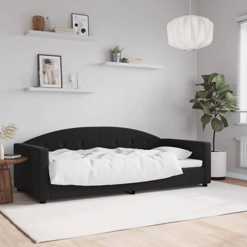 Dnevni krevet crni 90 x 200 cm baršunasti