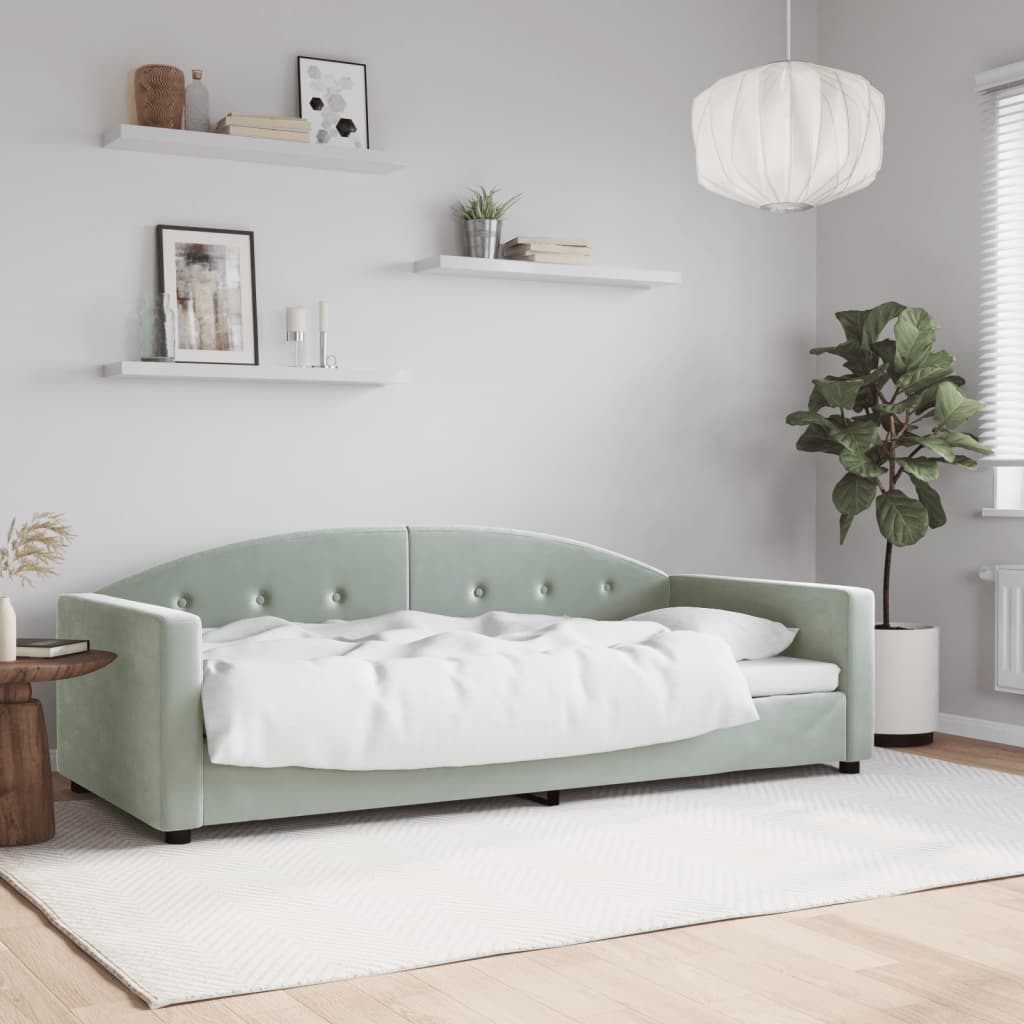 Dnevni krevet svjetlosivi 90 x 190 cm baršunasti