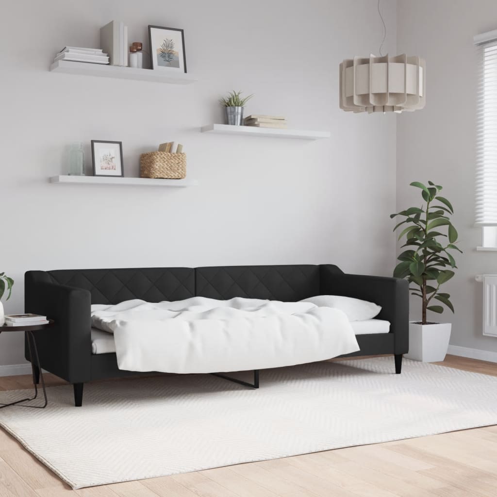 Dnevni krevet crni 80 x 200 cm od tkanine