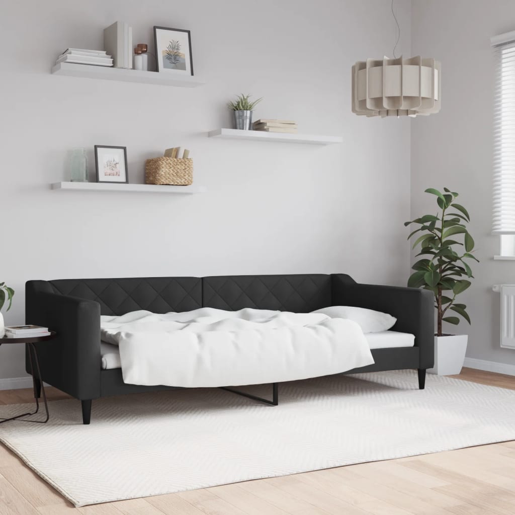 Dnevni krevet crni 90 x 200 cm od tkanine