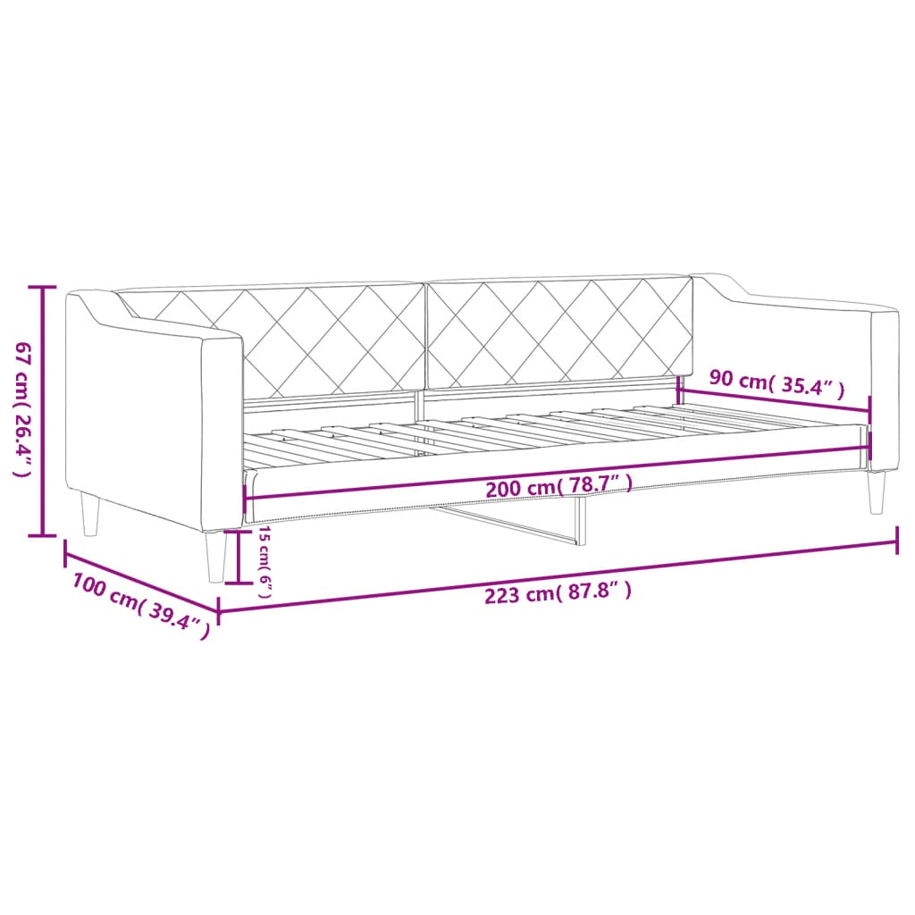 Dnevni krevet krem 90 x 200 cm od tkanine
