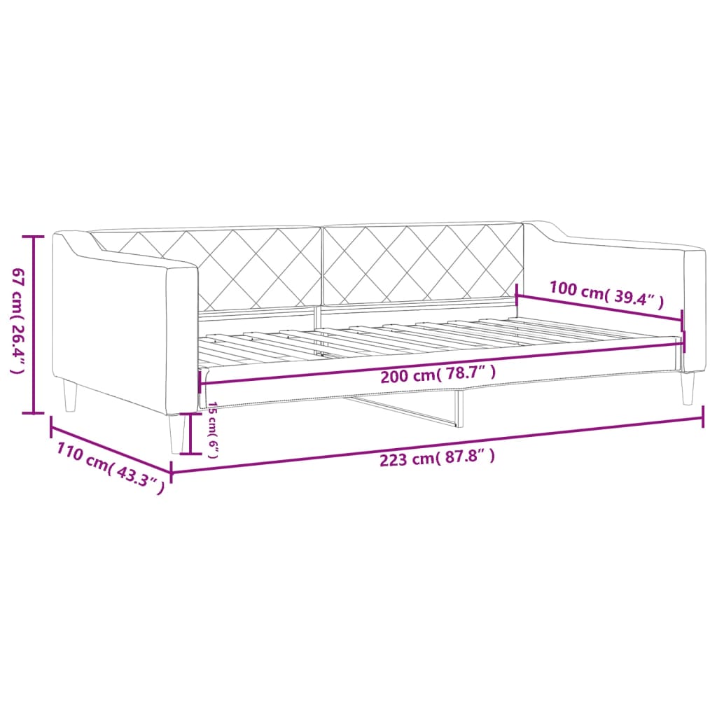 Dnevni krevet krem 100 x 200 cm od tkanine
