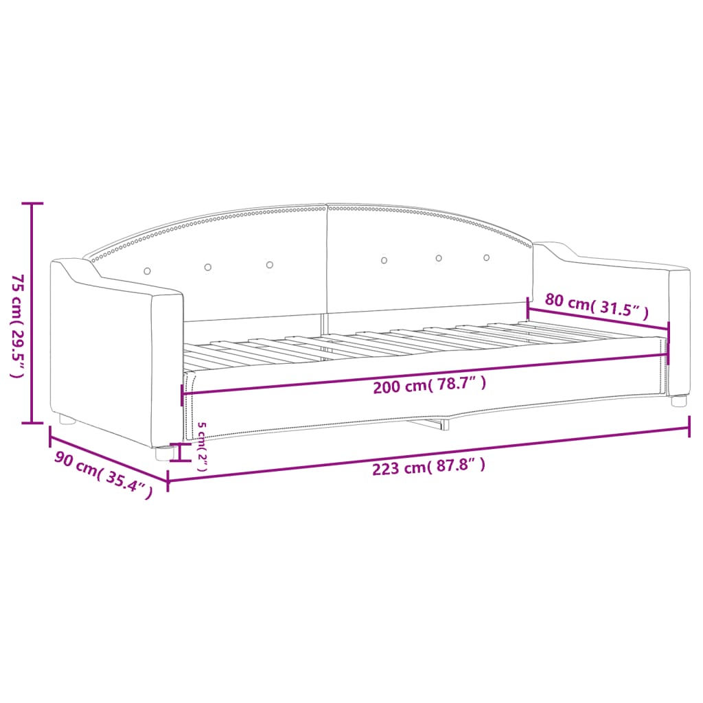 Dnevni krevet svjetlosivi 80 x 200 cm od tkanine