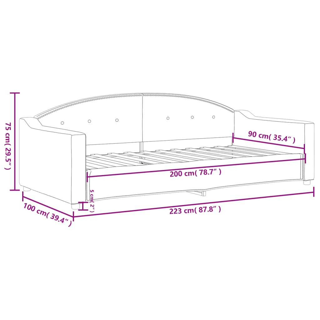 Dnevni krevet smeđesivi 90 x 200 cm od tkanine