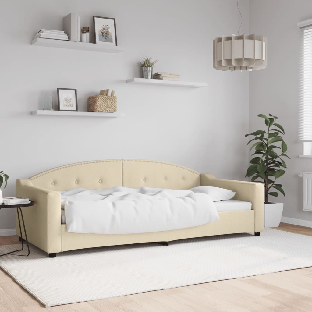 Dnevni krevet krem 90 x 200 cm od tkanine