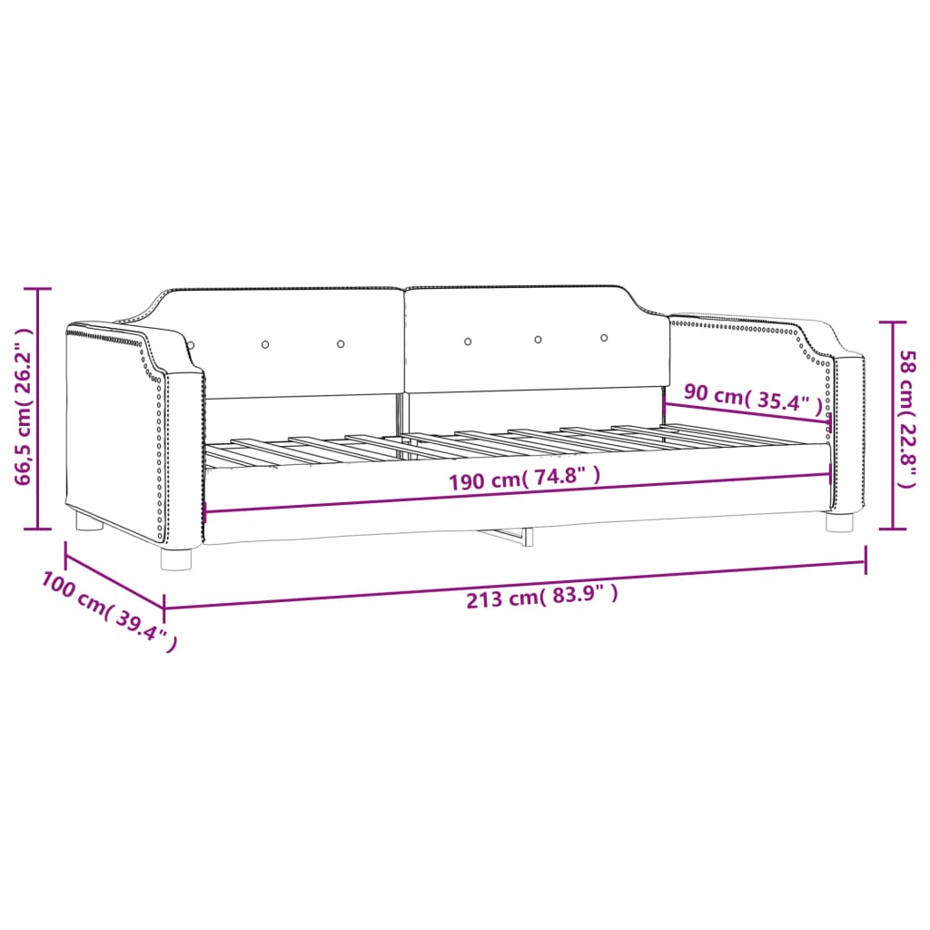 Dnevni krevet svjetlosivi 90 x 190 cm od tkanine