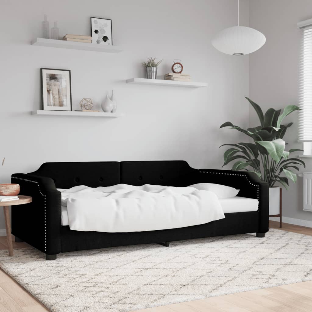 Dnevni krevet crni 90 x 190 cm od tkanine