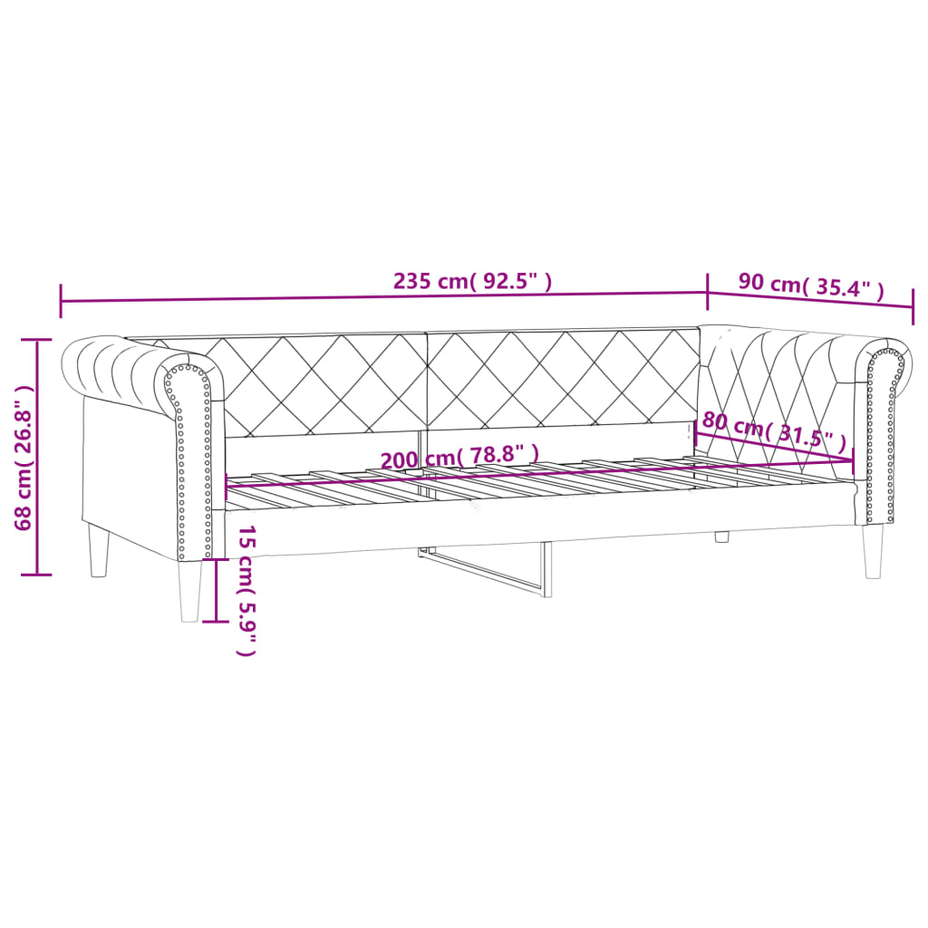 Dnevni krevet bijeli 80 x 200 cm od umjetne kože