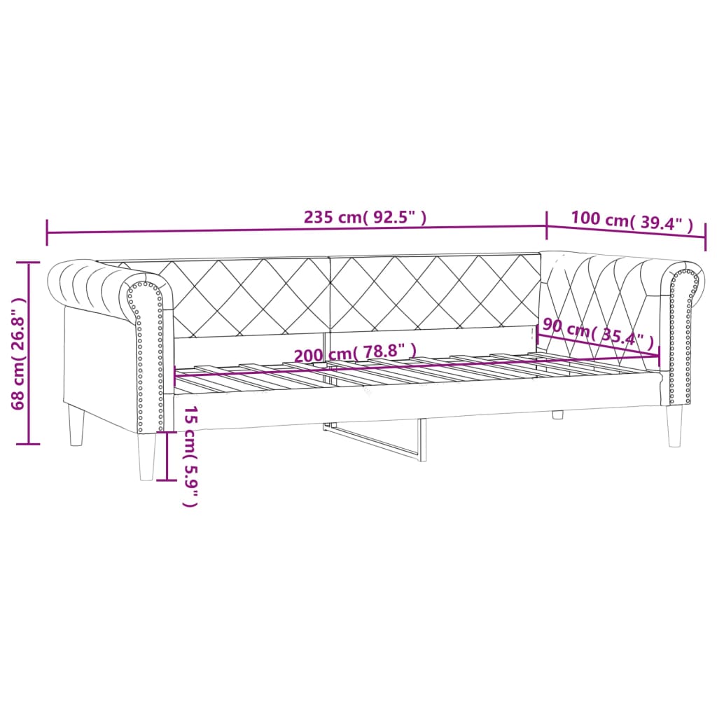 Dnevni krevet crni 90 x 200 cm od umjetne kože