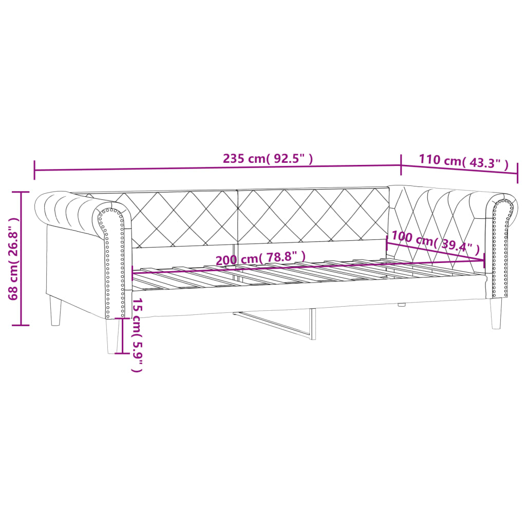 Dnevni krevet krem 100 x 200 cm od umjetne kože