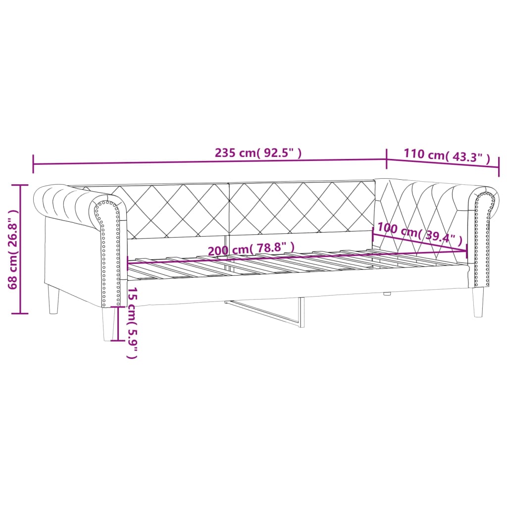 Dnevni krevet boja cappuccina 100 x 200 cm od umjetne kože