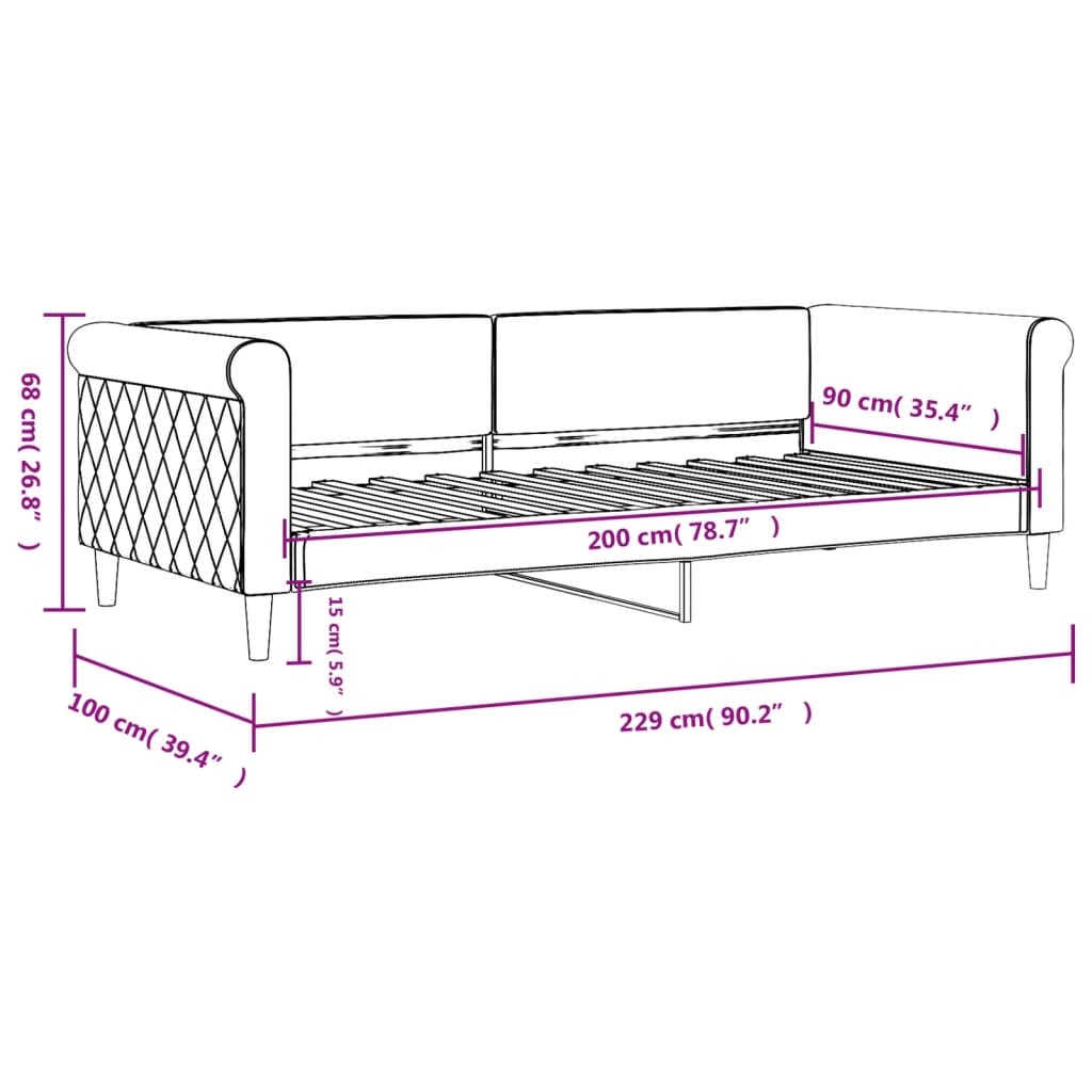 Dnevni krevet svjetlosivi 90 x 200 cm baršunasti