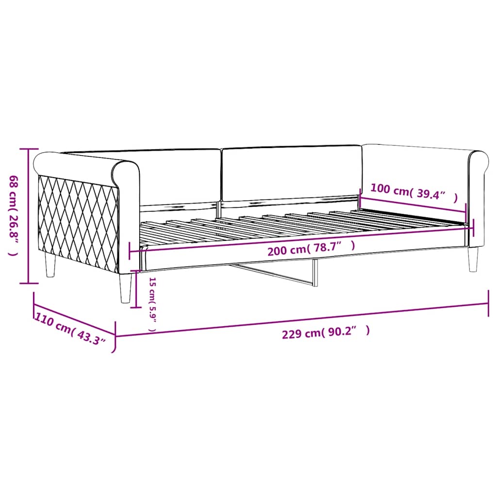 Dnevni krevet tamnozeleni 100 x 200 cm baršunasti