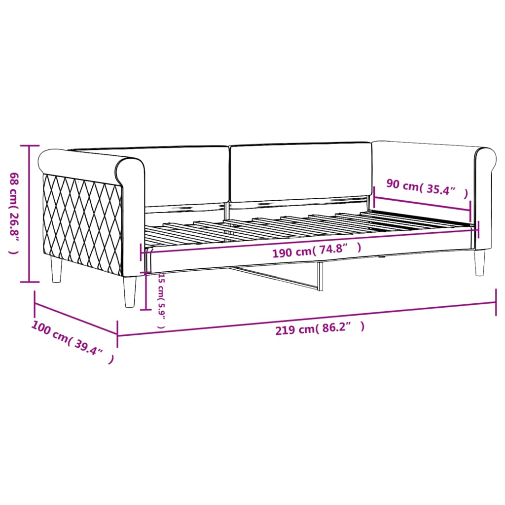 Dnevni krevet svjetlosivi 90 x 190 cm baršunasti