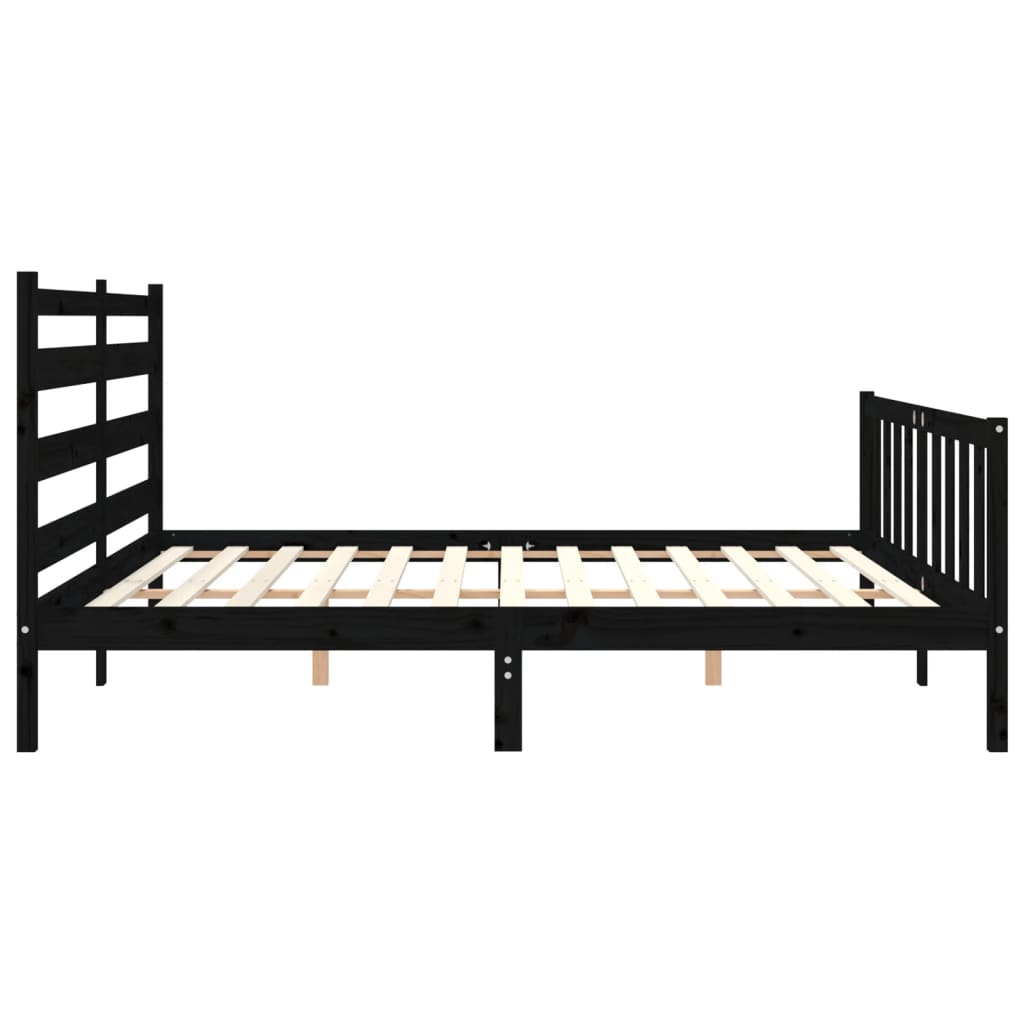 Okvir za krevet s uzglavljem crni 200 x 200 cm od masivnog drva