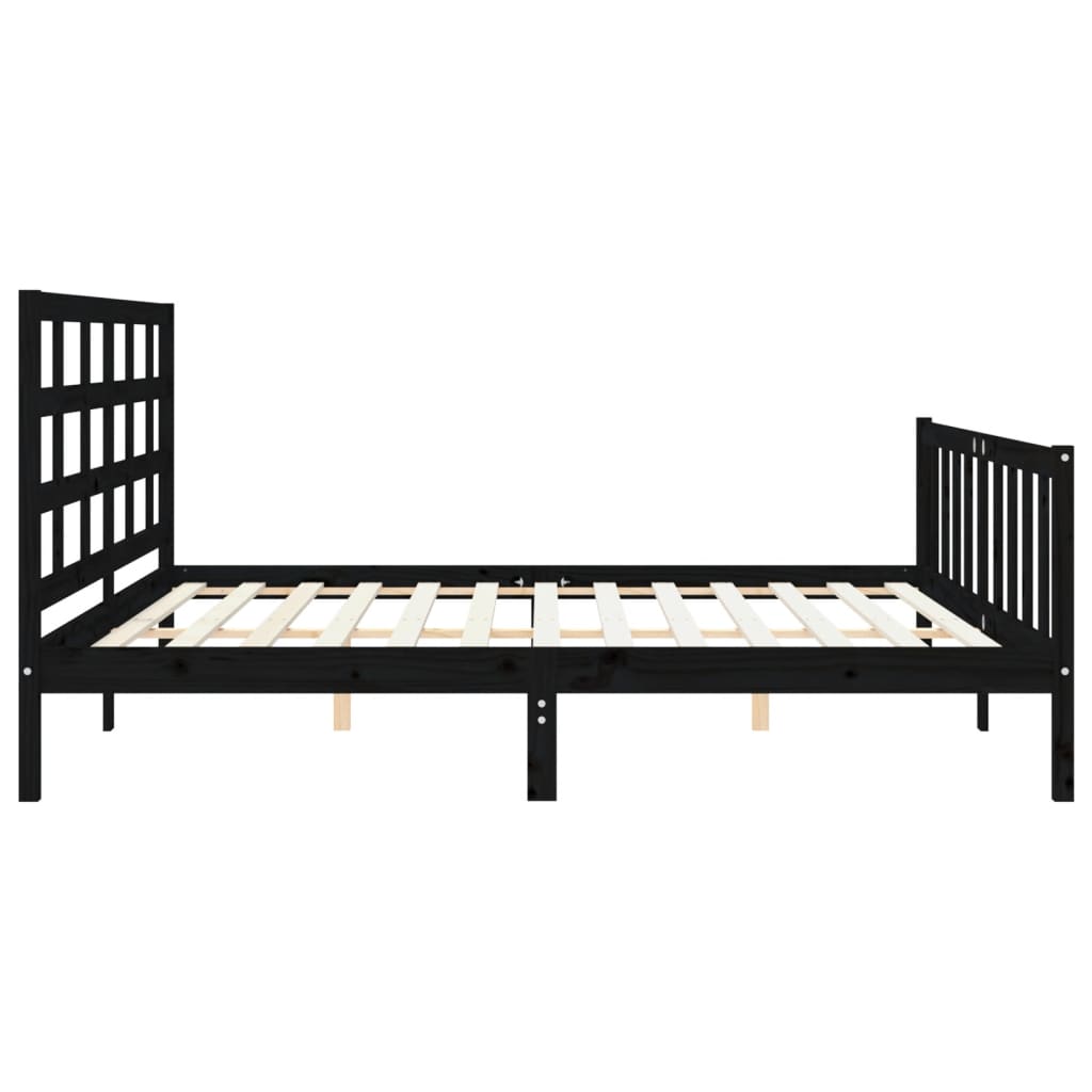 Okvir za krevet s uzglavljem crni 200 x 200 cm od masivnog drva