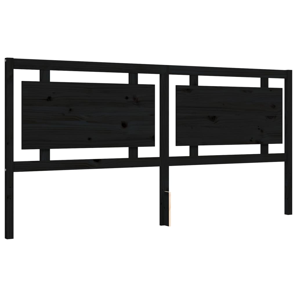 Okvir za krevet s uzglavljem crni 200 x 200 cm od masivnog drva