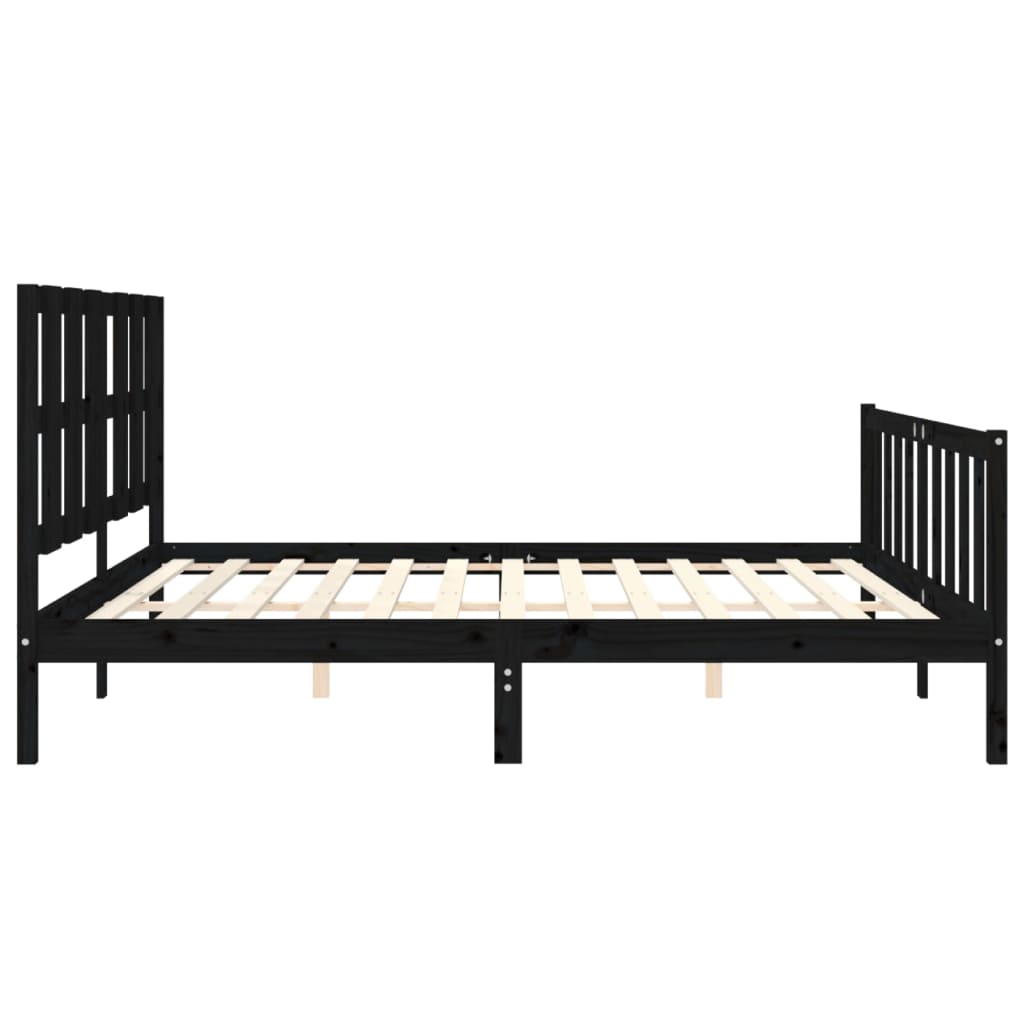 Okvir za krevet s uzglavljem crni 200 x 200 cm od masivnog drva