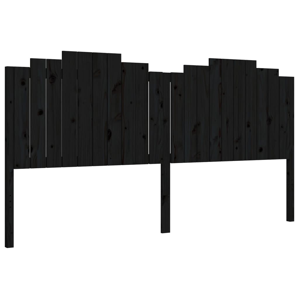 Okvir za krevet s uzglavljem crni 200 x 200 cm od masivnog drva