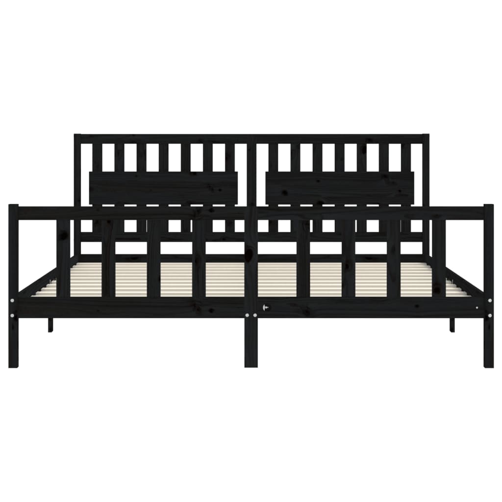 Okvir za krevet s uzglavljem crni 200 x 200 cm od masivnog drva