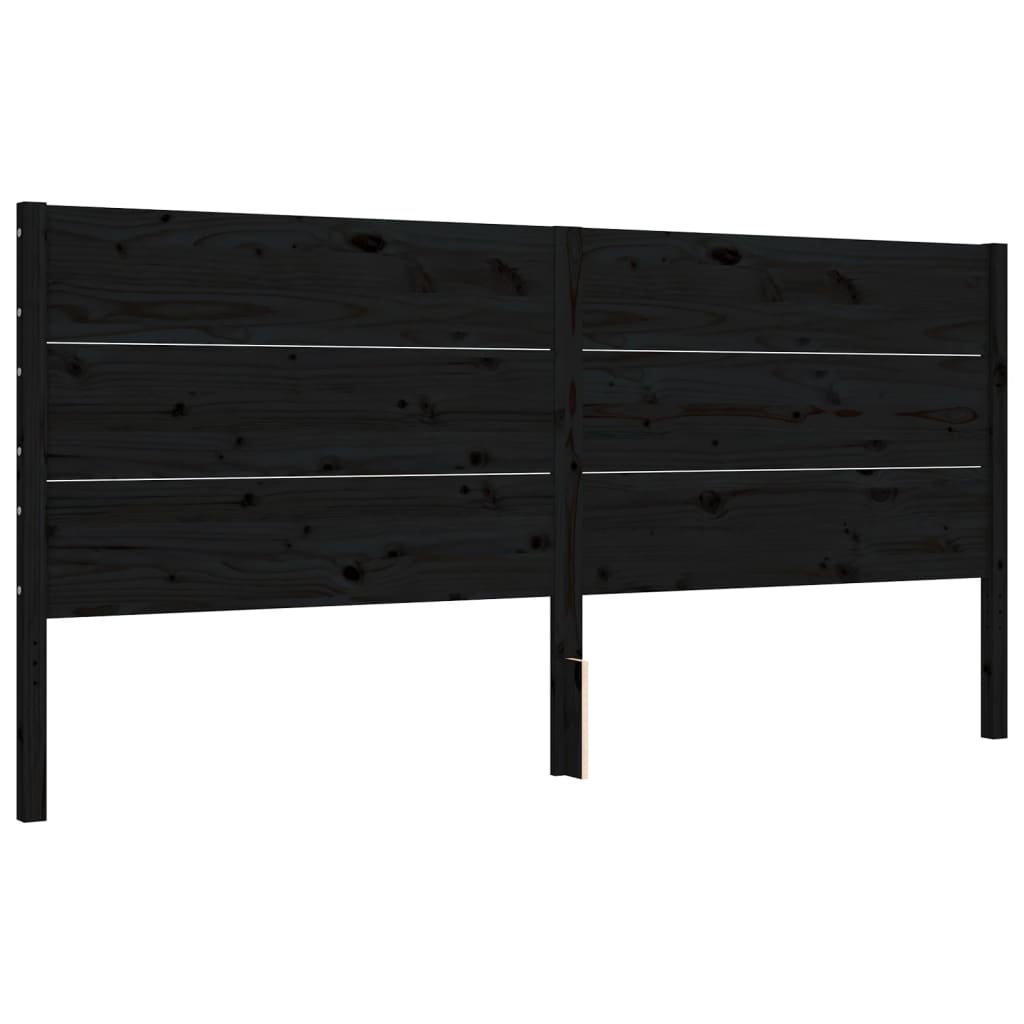 Okvir za krevet s uzglavljem crni 200 x 200 cm od masivnog drva