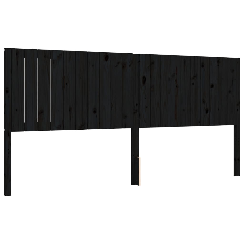 Okvir za krevet s uzglavljem crni 200 x 200 cm od masivnog drva