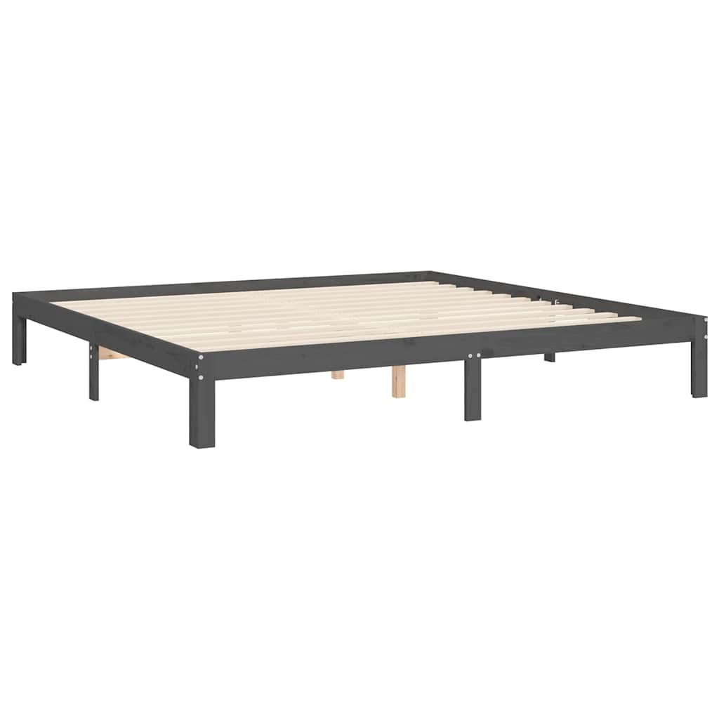 Okvir za krevet s uzglavljem sivi 200 x 200 cm od masivnog drva
