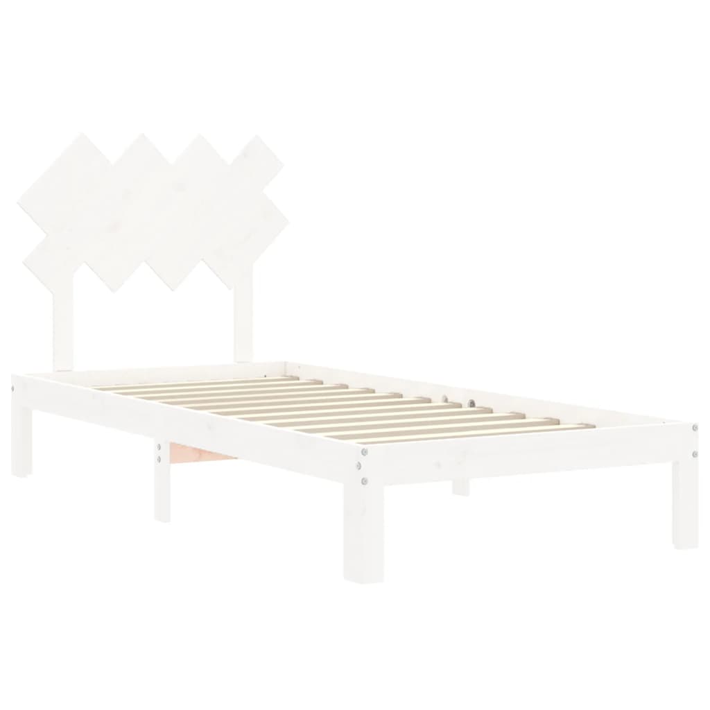 Okvir kreveta bez madraca bijeli 90 x 200 cm masivna borovina