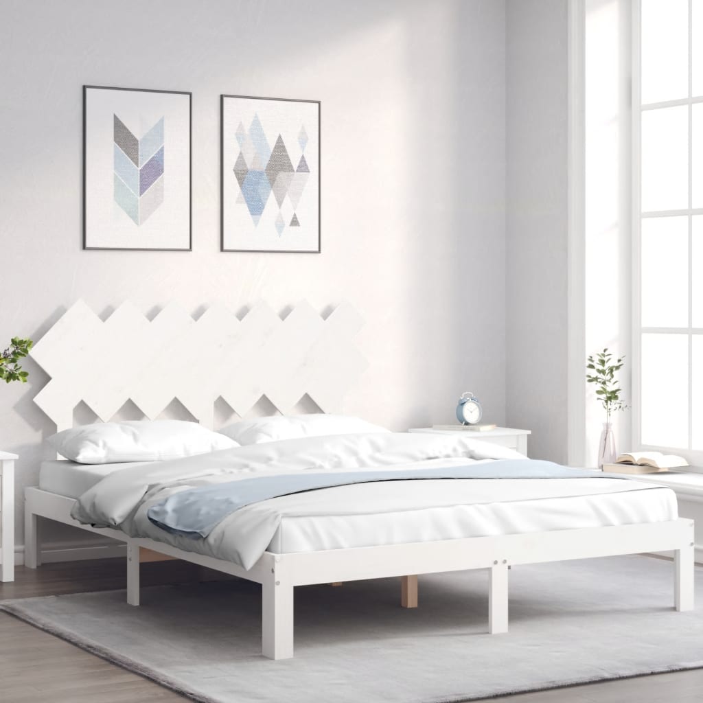 Okvir kreveta bez madraca bijeli 140x200 cm od masivne borovine