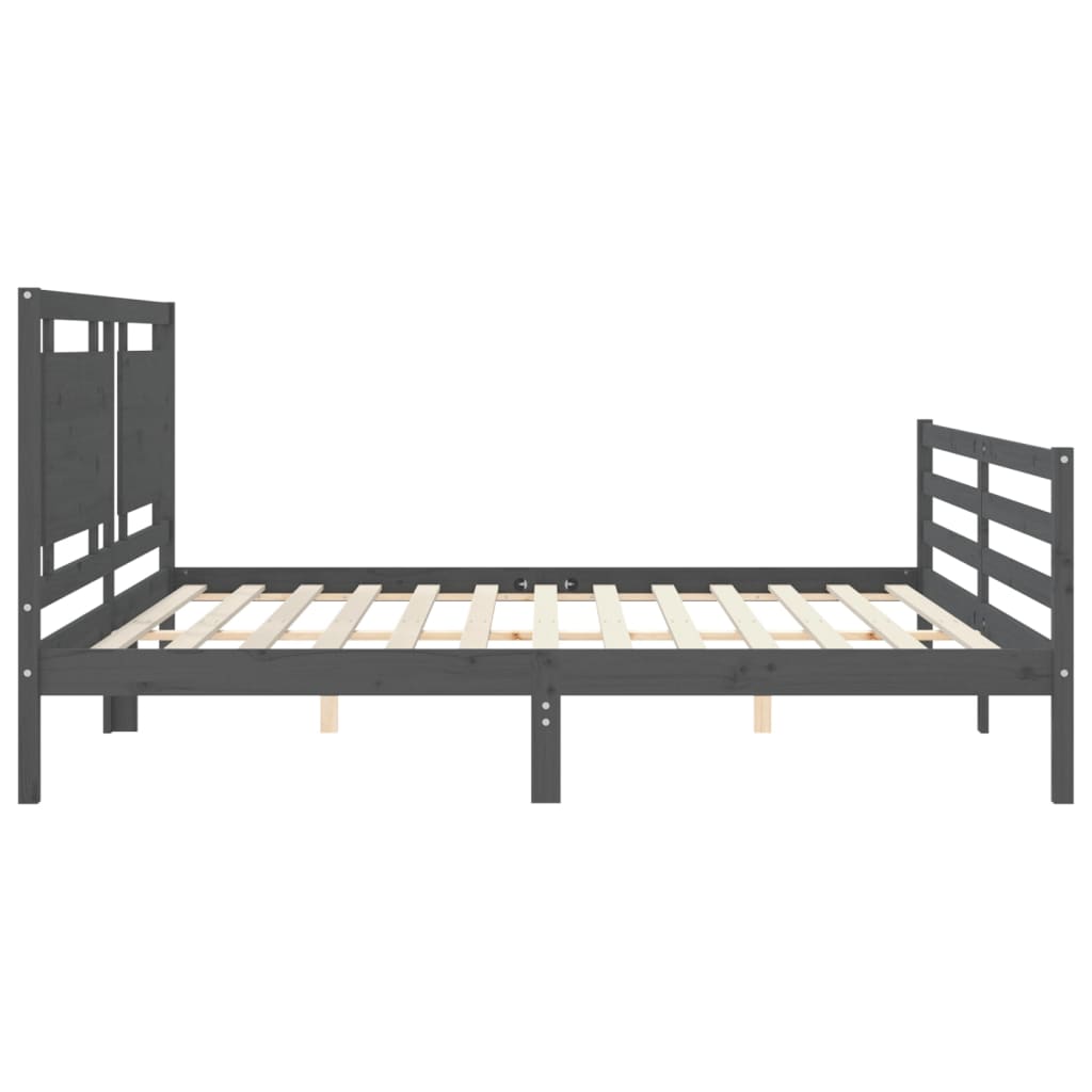 Okvir za krevet s uzglavljem sivi 200 x 200 cm od masivnog drva