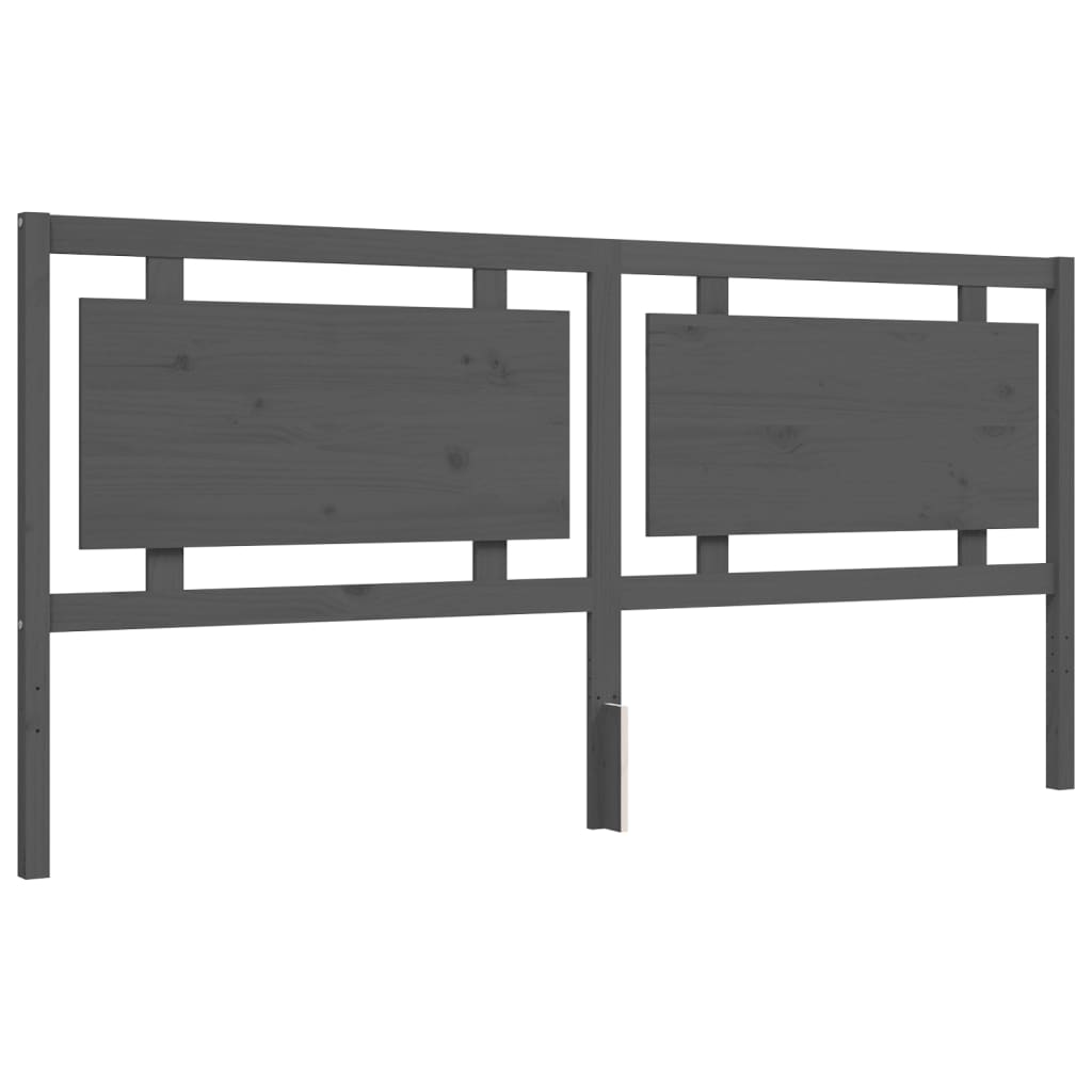 Okvir za krevet s uzglavljem sivi 200 x 200 cm od masivnog drva