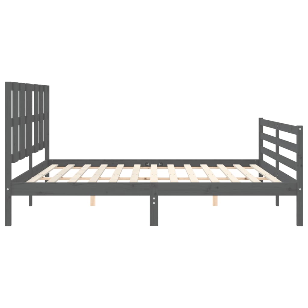 Okvir za krevet s uzglavljem sivi 200 x 200 cm od masivnog drva