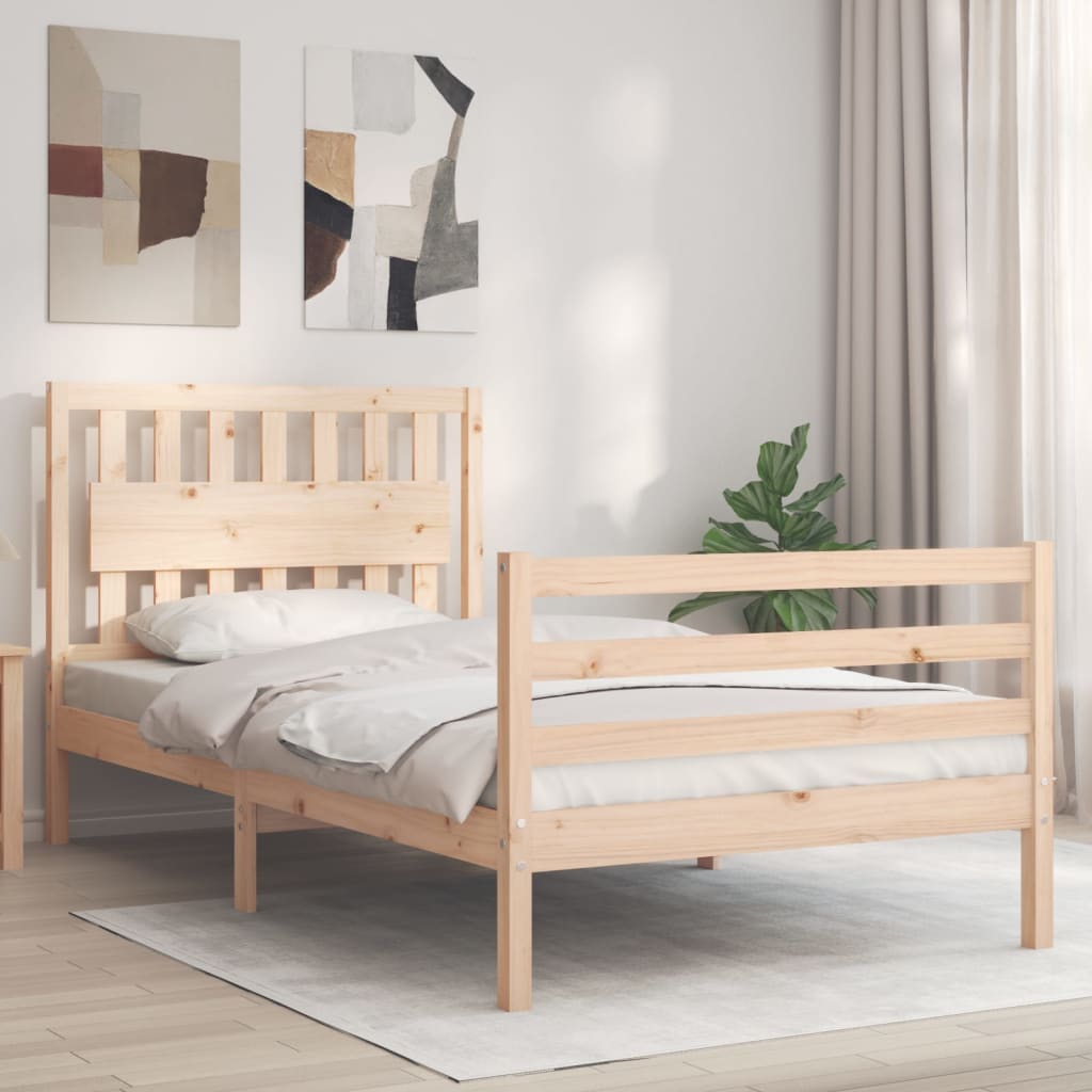 Okvir za krevet s uzglavljem 100x200 cm od masivnog drva